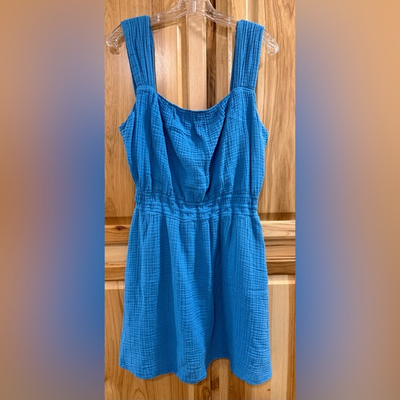 Michael Stars Josephine Blue Sleeveless Cotton Gauze Mini Above the Knee Dress - Picture 3 of 14